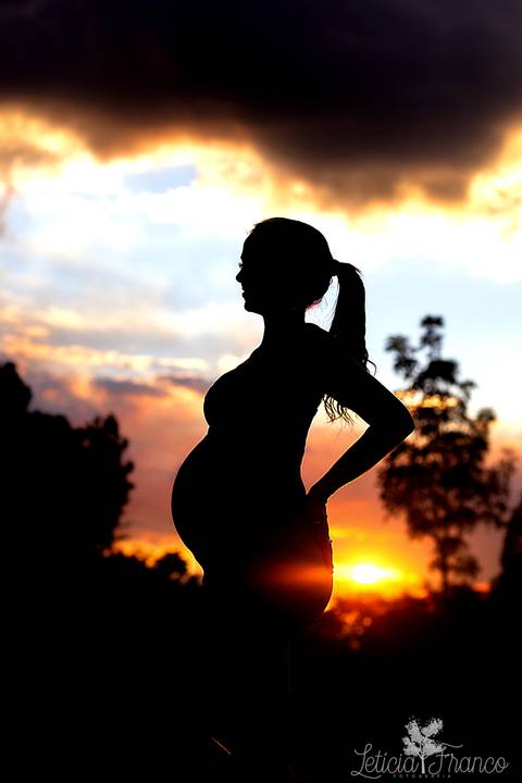ensaio gestante mamãe fotografa fotógrafa brasília df distrito federal baby bebe reborn book melhor leticia franco letícia estúdio 37 semanas gestante silhueta no por do sol cabelo preso'