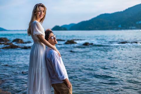 As melhores ideias e inspirações criativas de fotos para ensaio pré wedding na Praia de São Pedro - Guarujá - Litoral SP'