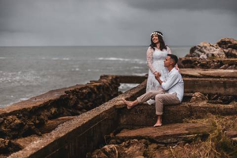 As melhores ideias e inspirações criativas de fotos para ensaio pré wedding na Praia do Éden - SP'