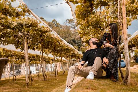 As melhores ideias e inspirações criativas de fotos para ensaio pré wedding na Vinícola Don Pato - Antiquário - Maria Fumaça - São Roque '