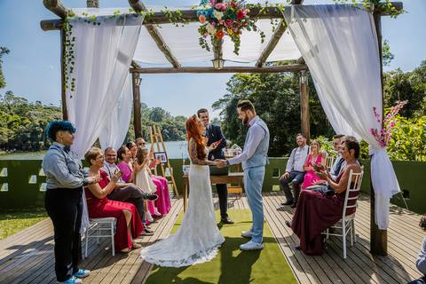 As melhores ideias e inspirações criativas de fotos de casamento da cerimônia na Chácara Vereda - Riacho Grande'