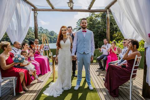 As melhores ideias e inspirações criativas de fotos de casamento da cerimônia na Chácara Vereda - Riacho Grande'