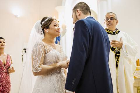 As melhores ideias e inspirações criativas de fotos de casamento na cerimônia na Igreja matriz Nossa Senhora das Graças'