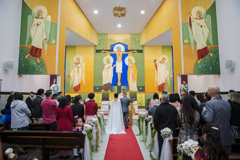As melhores ideias e inspirações criativas de fotos de casamento da cerimônia na Paróquia Santa Gema Galgani  '