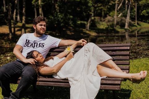 As melhores ideias e inspirações criativas de fotos para ensaio pré wedding romântico no parque Jardim Botânico  '