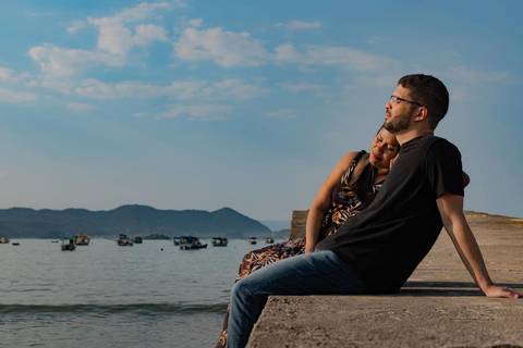 As melhores ideias e inspirações criativas de fotos de ensaio pré wedding na Praia do Guarujá'