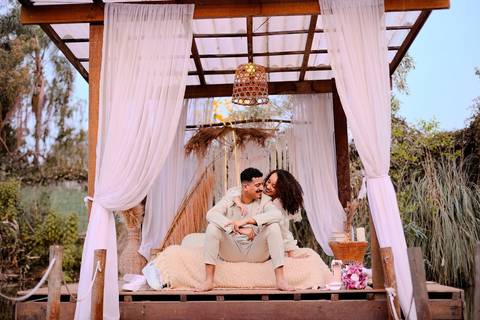 As melhores ideias e inspirações criativas de fotos de ensaio pré wedding românticas no Bangalô Alumiar na cidade de Socorro - SP'