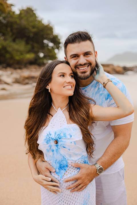 As melhores ideias e inspirações criativas de fotos do Chá Revelação na Praia com a Família'