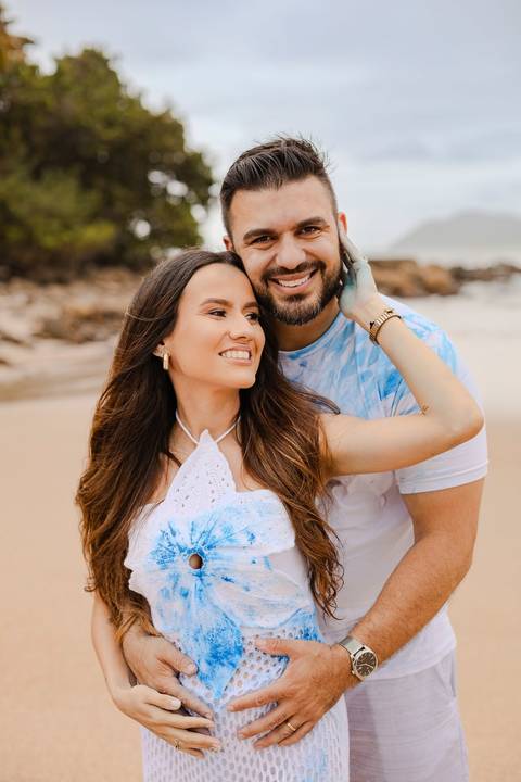 As melhores ideias e inspirações criativas de fotos do Chá Revelação na Praia com a Família'