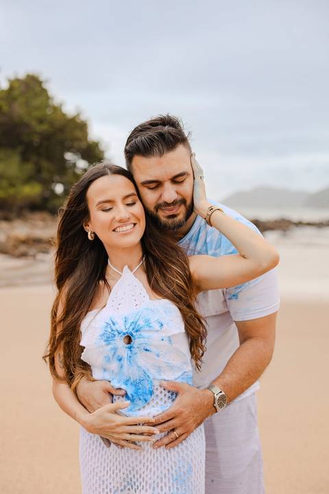 As melhores ideias e inspirações criativas de fotos do Chá Revelação na Praia com a Família'