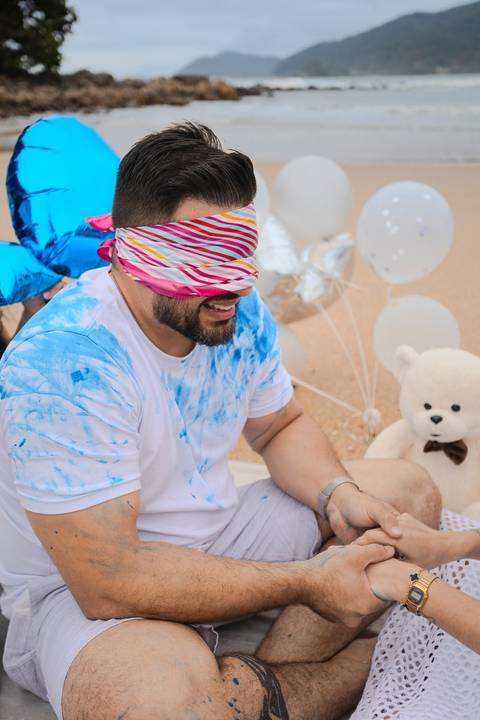 As melhores ideias e inspirações criativas de fotos do Chá Revelação na Praia com a Família'