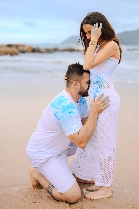 As melhores ideias e inspirações criativas de fotos do Chá Revelação na Praia com a Família'