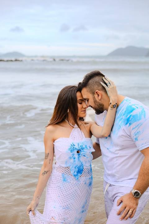 As melhores ideias e inspirações criativas de fotos do Chá Revelação na Praia com a Família'