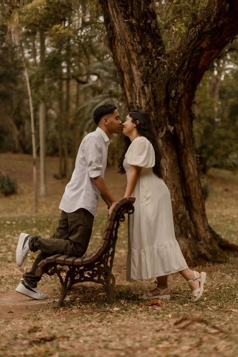 As melhores ideias e inspirações criativas de fotos de ensaio pré casamento registradas por fotógrafos profissionais de eventos da empresa Criativus Foto e Vídeo no  Jardim Botânico'