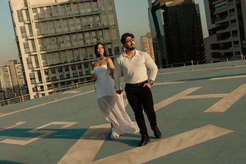 As melhores ideias e inspirações criativas de fotos de casamento registradas por fotógrafos profissionais de eventos da empresa Criativus Foto e Vídeo no Heliponto em São Paulo'