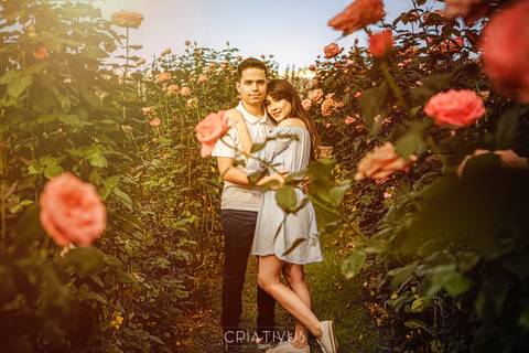 Inspiração e ideias criativas  ensaio fotográfico pré casamento de casal Holambra'