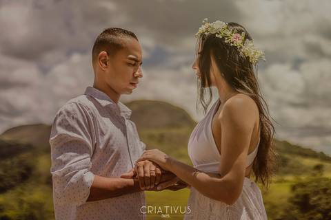 Inspiração e ideias criativas ensaio fotográfico pré casamento de casal  Mirante do Saboó'