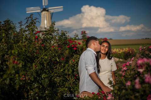 Inspiração e ideias criativas ensaio fotográfico pré casamento de casal Holambra cidade das flores SP'