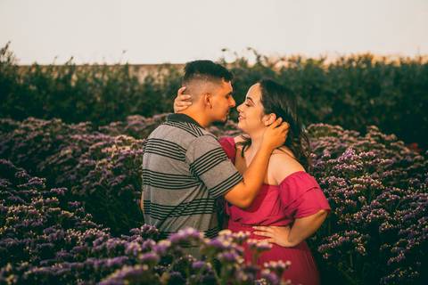 Inspiração e ideias criativas  ensaio fotográfico pré casamento de casal em Holambra - SP'