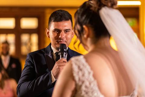Inspiração e ideias criativas de fotos fotográfico de casamento hora da cerimonia no Espaço Recanto Campestre São Bernardo Do Campo - SP'