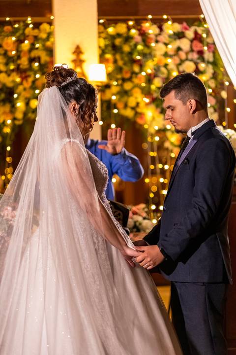 Inspiração e ideias criativas de fotos fotográfico de casamento hora da cerimonia no Espaço Recanto Campestre São Bernardo Do Campo - SP'