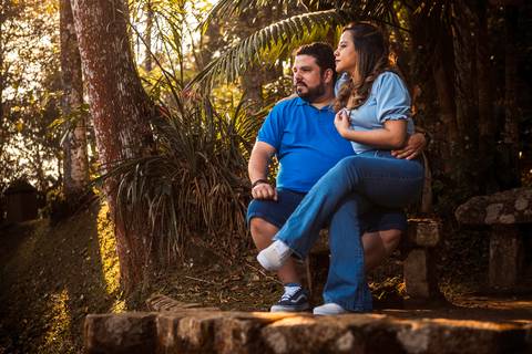 Inspiração e ideias criativas ensaio fotográfico pré casamento pré wedding de casal no Jardim Botânico - SP'