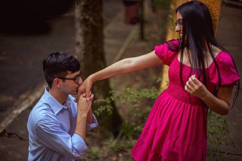 Inspiração e ideias criativas  ensaio fotográfico pré casamento de casal no Parque da Água Branca '