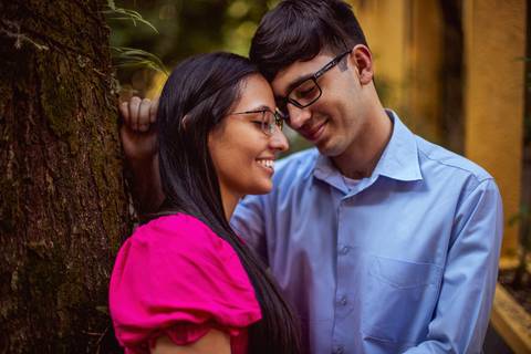 Inspiração e ideias criativas  ensaio fotográfico pré casamento de casal no Parque da Água Branca '