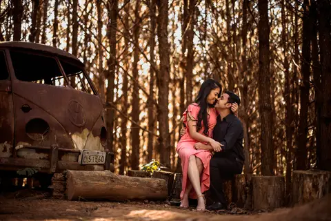 Inspiração e ideias criativas  ensaio fotográfico pré casamento de casal no Sítio das Borboletas'