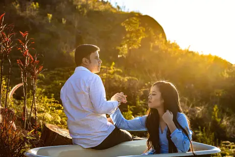 Inspiração e ideias criativas  ensaio fotográfico pré casamento de casal no Sítio das Borboletas'