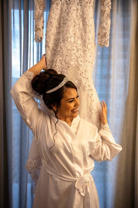 Inspiração e ideias criativas de fotos fotográfico de casamento making of da noiva no Hotel Sheraton Santos'