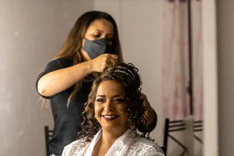 Inspiração e ideias criativas de fotos fotográfico de casamento making of da noiva  no Sítio Larilu - SP'