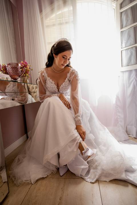 Inspiração e ideias criativas de fotos fotográfico de Making Of da noiva no Espaço Le Charmant - SP'