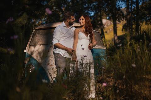 Inspiração e ideias criativas ensaio fotográfico pré casamento pré wedding de casal no Sítio das Borboletas - SP'