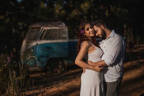 Inspiração e ideias criativas ensaio fotográfico pré casamento pré wedding de casal no Sítio das Borboletas - SP'