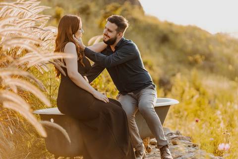 Inspiração e ideias criativas ensaio fotográfico pré casamento pré wedding de casal no Sítio das Borboletas - SP'