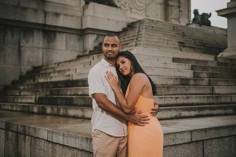 Inspiração e ideias criativas ensaio fotográfico pré casamento pré wedding de casal no Parque da Independência - SP'
