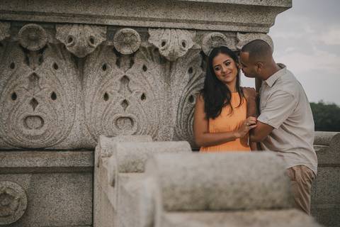 Inspiração e ideias criativas ensaio fotográfico pré casamento pré wedding de casal no Parque da Independência - SP'