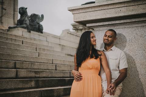 Inspiração e ideias criativas ensaio fotográfico pré casamento pré wedding de casal no Parque da Independência - SP'