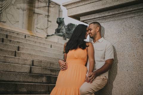 Inspiração e ideias criativas ensaio fotográfico pré casamento pré wedding de casal no Parque da Independência - SP'