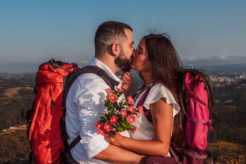 Inspiração e ideias criativas ensaio fotográfico pré casamento pré wedding de casal no Morro do Saboó - São Roque'