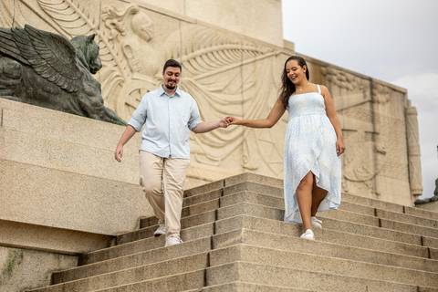 Inspiração e ideias criativas ensaio fotográfico pré casamento pré wedding de casal no Parque da Independência - Ipiranga - SP'