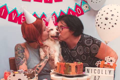 foto com a família em aniversário pet em são josé do rio preto'