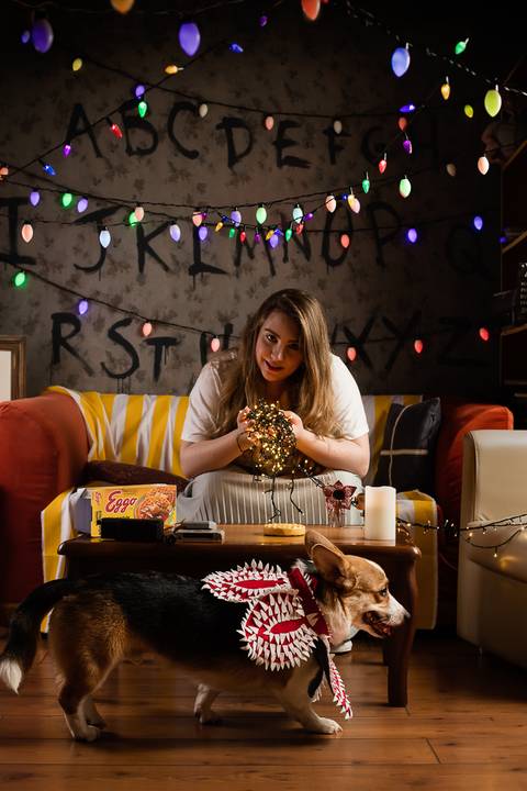 stranger things, geek, netflix, nerd, tv,serie, seriado, fotografia pet, fotografa pet, ensaio pet, ensaio tematico , upsidown, metaverso, mundo invertido'