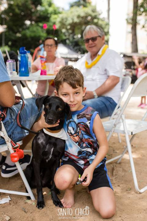 menino e seu companheiro cachorro em carnaval pet'