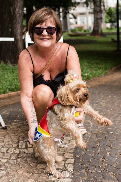 yorkshire com fantasia de mulher maravilha'