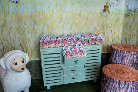 Aniversário infantil no Buffet Leila Malouf, espaço Allegro Kids. Festa de 1 ano do Felipe, tema fazendinha.'