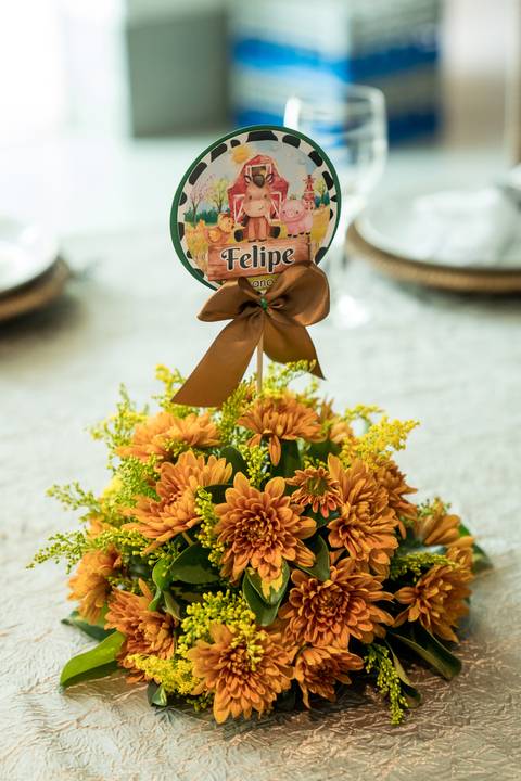 Aniversário infantil no Buffet Leila Malouf, espaço Allegro Kids. Festa de 1 ano do Felipe, tema fazendinha.'