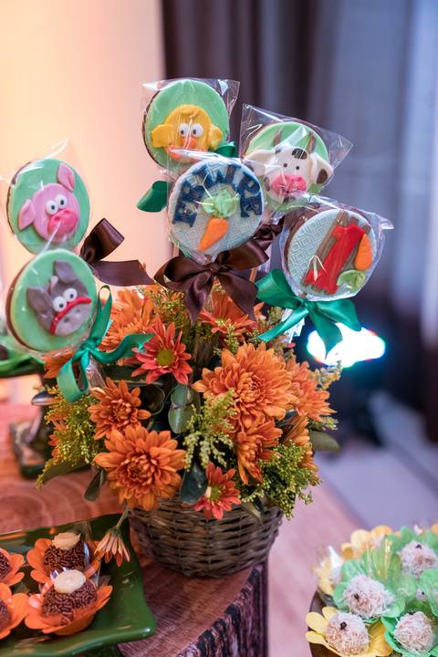 Aniversário infantil no Buffet Leila Malouf, espaço Allegro Kids. Festa de 1 ano do Felipe, tema fazendinha.'