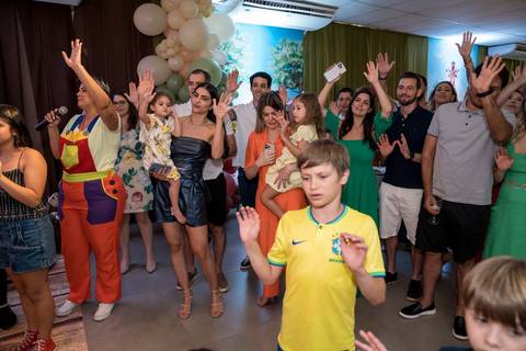 Aniversário infantil no Buffet Leila Malouf, espaço Allegro Kids. Festa de 1 ano do Felipe, tema fazendinha.'